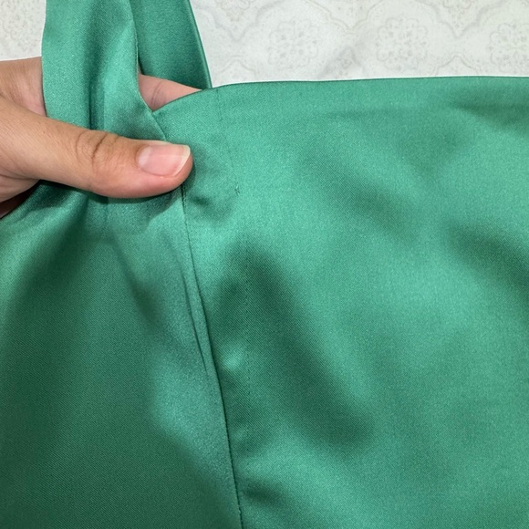 Abercrombie & Fitch Sculpting Stretch Satin Midi Dress Teal Green - Picture 10 of 14